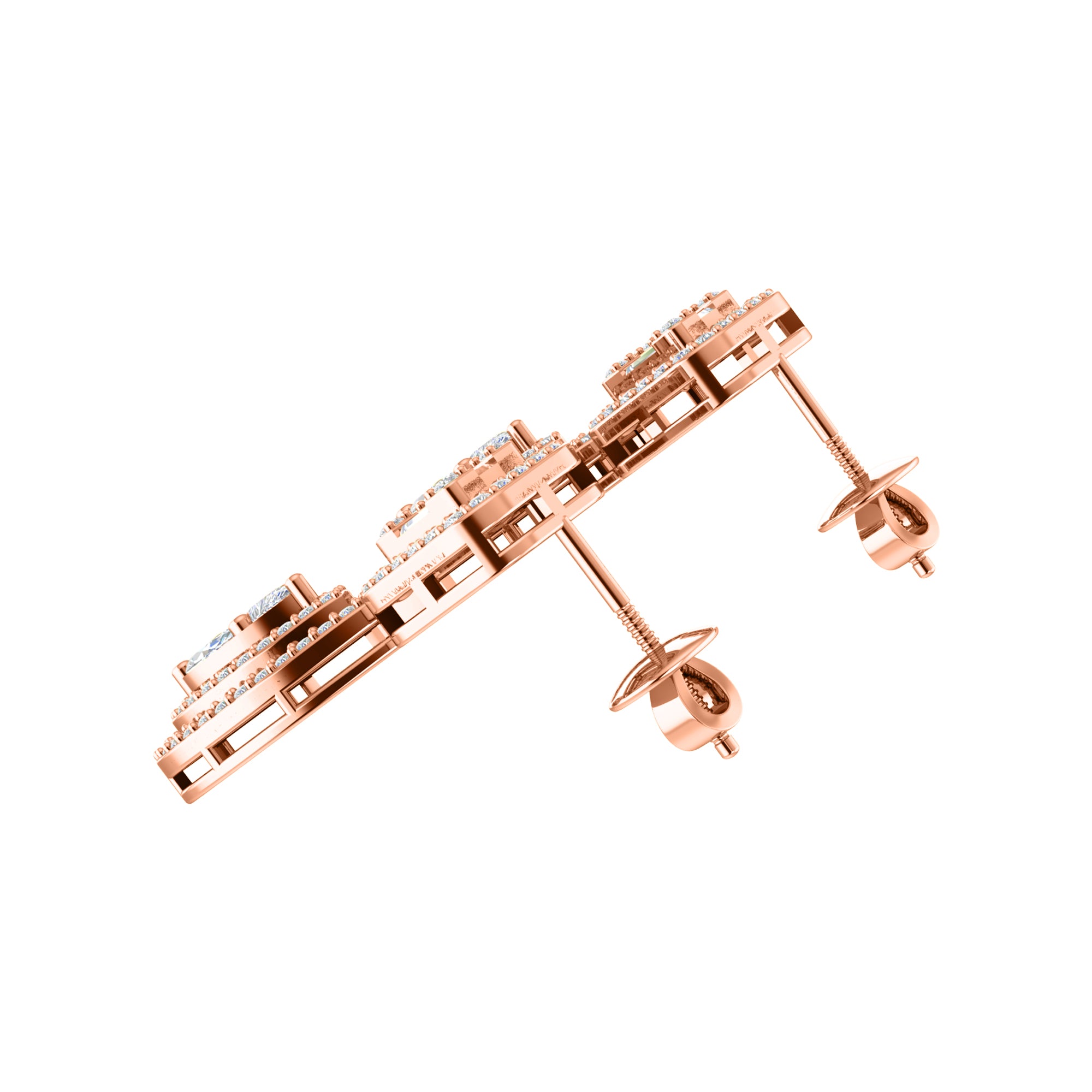 RKC 925 Silber Moissanit Funkelnder Tropfen-Ohrhänger, rosévergoldet, Höhe