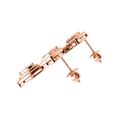 RKC 925 Silber Moissanit Funkelnder Tropfen-Ohrhänger, rosévergoldet, Höhe