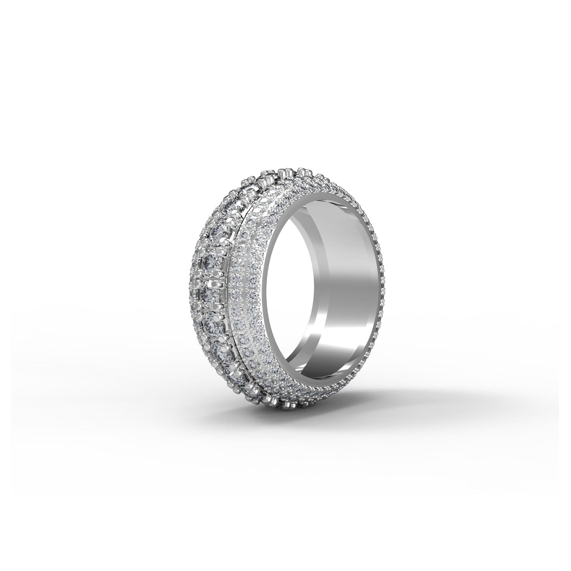 RKC 4,5 Karat Rundschliff-Moissanit-Verlobungsring, 925er Silber, 14 Karat Gelbgold plattiert, Herrenband, Gewicht 10 g