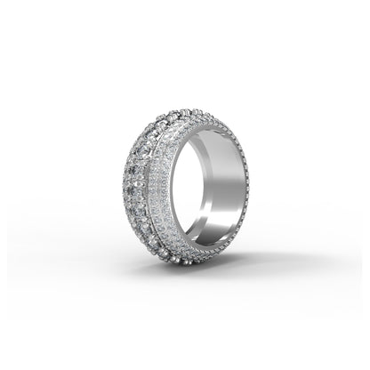 RKC 4,5 Karat Rundschliff-Moissanit-Verlobungsring, 925er Silber, 14 Karat Gelbgold plattiert, Herrenband, Gewicht 10 g