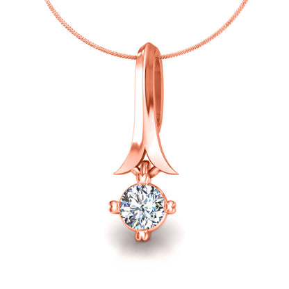 RKC Solitär-Anhänger rund für Damen, 0,25 Karat Moissanit, 14-Karat-Roségold-Finish, Gewicht 3,00 g, Höhe 17,80 mm