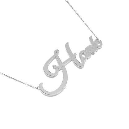 RKC Customize Name Pendant Necklace 14k White Gold Plated 925 Silver Birthday Gift