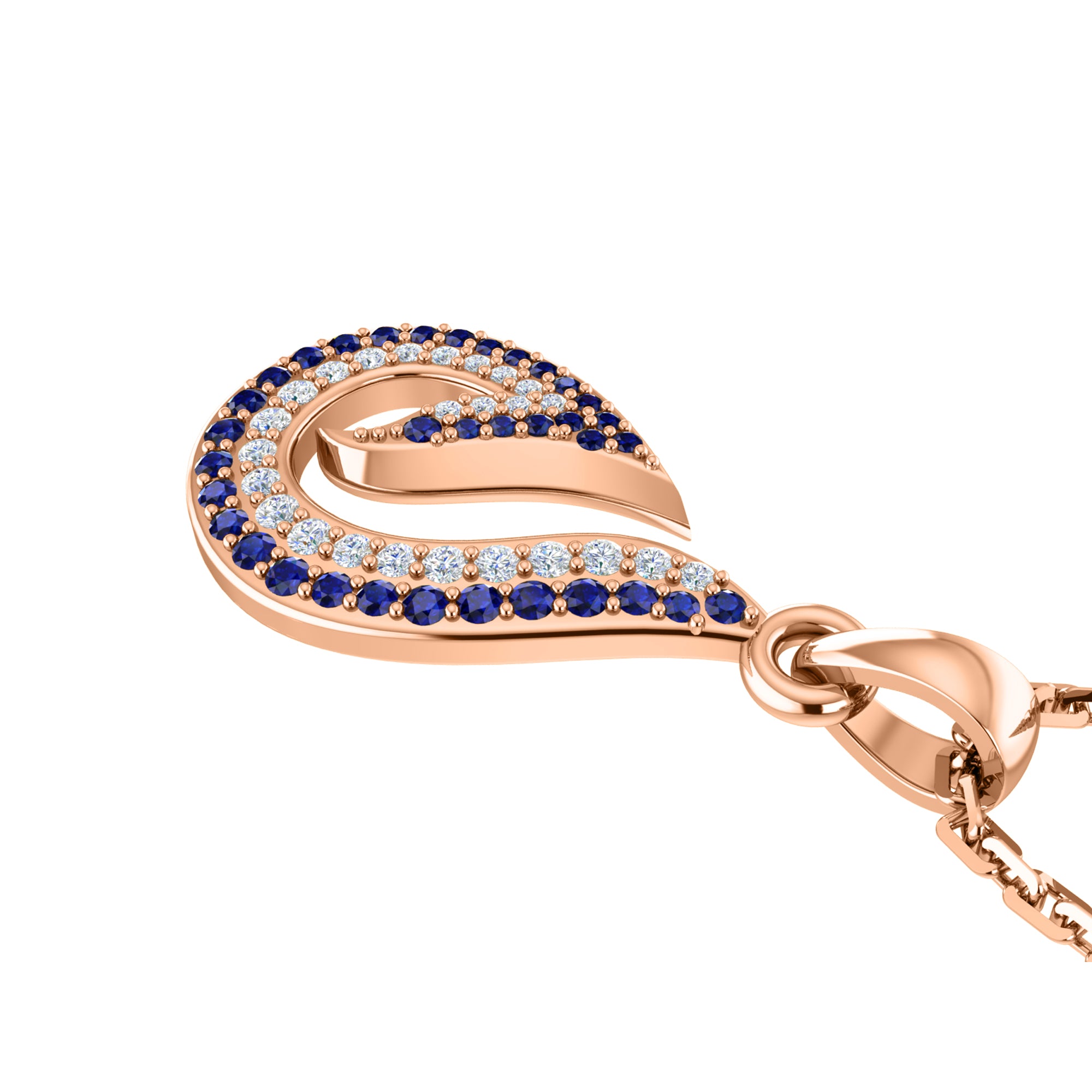 RKC 0,26 Karat Saphir-Tropfen-Anhänger, 925er Silberschmuck, 14 Karat Roségold vergoldet, Gewicht 3,60 g, Höhe 16,00 mm