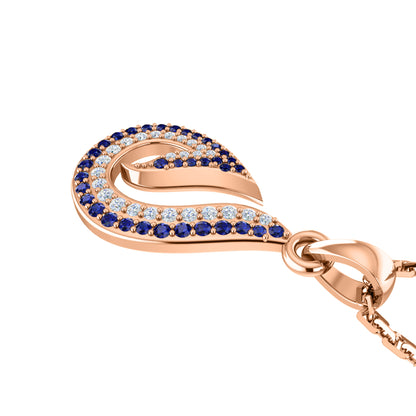 RKC 0,26 Karat Saphir-Tropfen-Anhänger, 925er Silberschmuck, 14 Karat Roségold vergoldet, Gewicht 3,60 g, Höhe 16,00 mm
