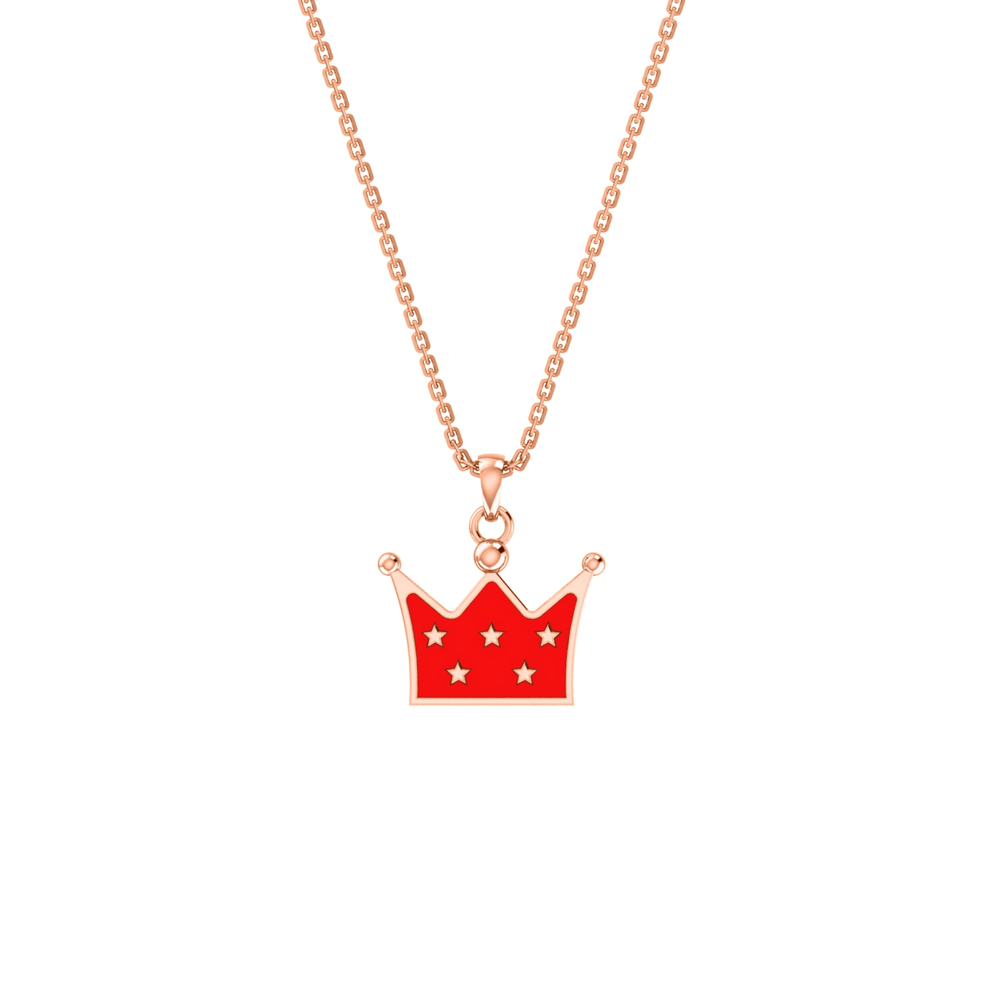 Ciondolo corona smaltata RKC in argento 925 placcato in oro rosa 14 carati Peso 3,80 GM Altezza 15,00 MM