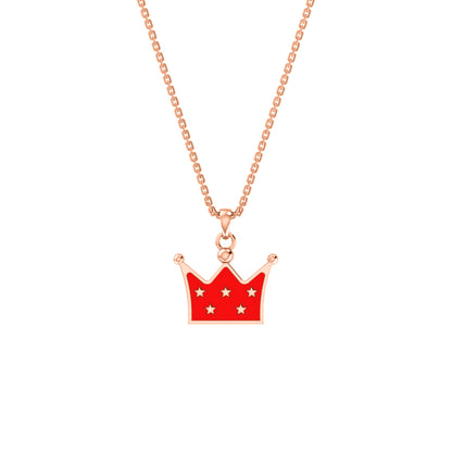 Ciondolo corona smaltata RKC in argento 925 placcato in oro rosa 14 carati Peso 3,80 GM Altezza 15,00 MM
