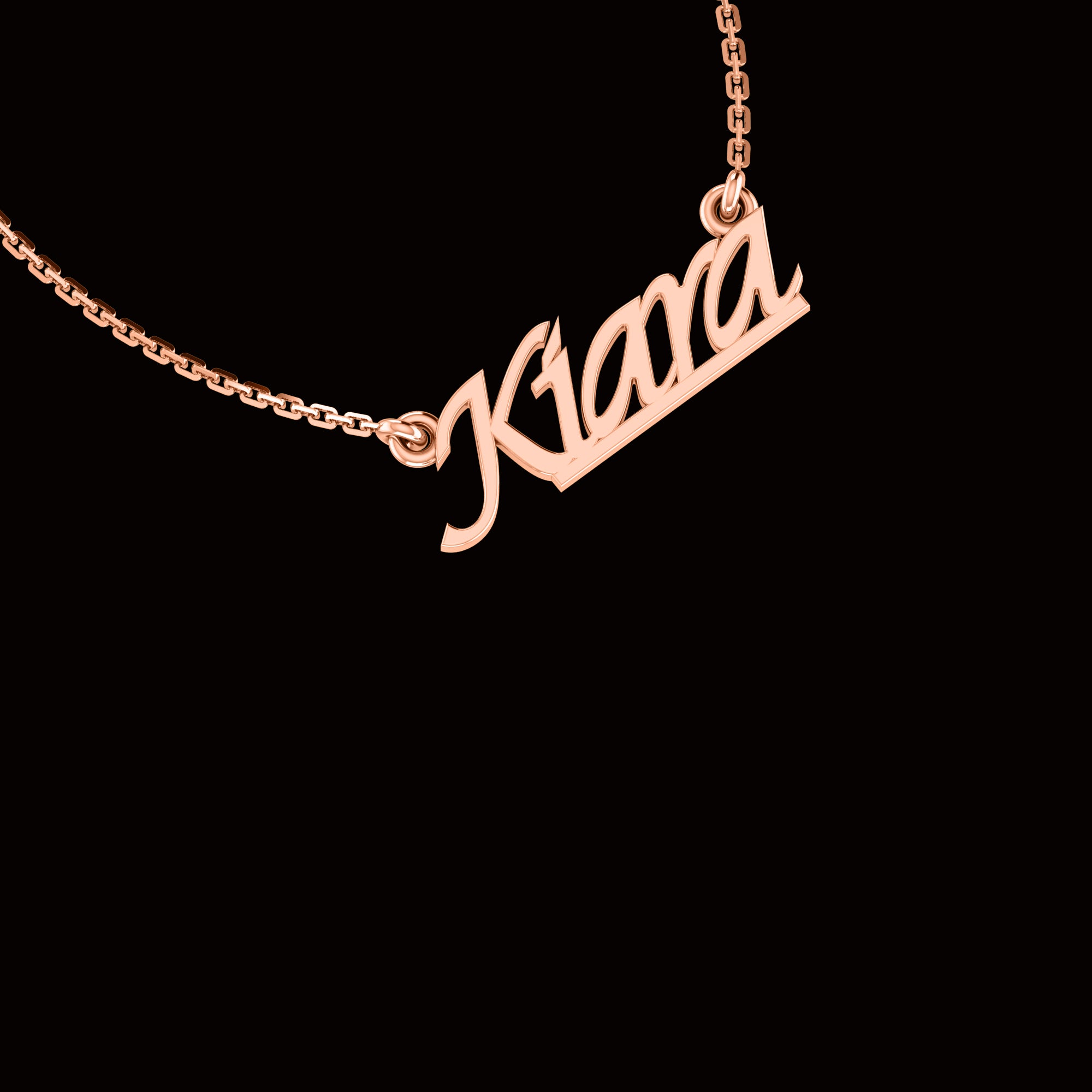 RKC personalisierter Anhänger mit beliebigem Namen, 925er Sterlingsilber, 14 Karat Gelbgold vergoldet, Gewicht 3,50 GM, Höhe 9,40 mm