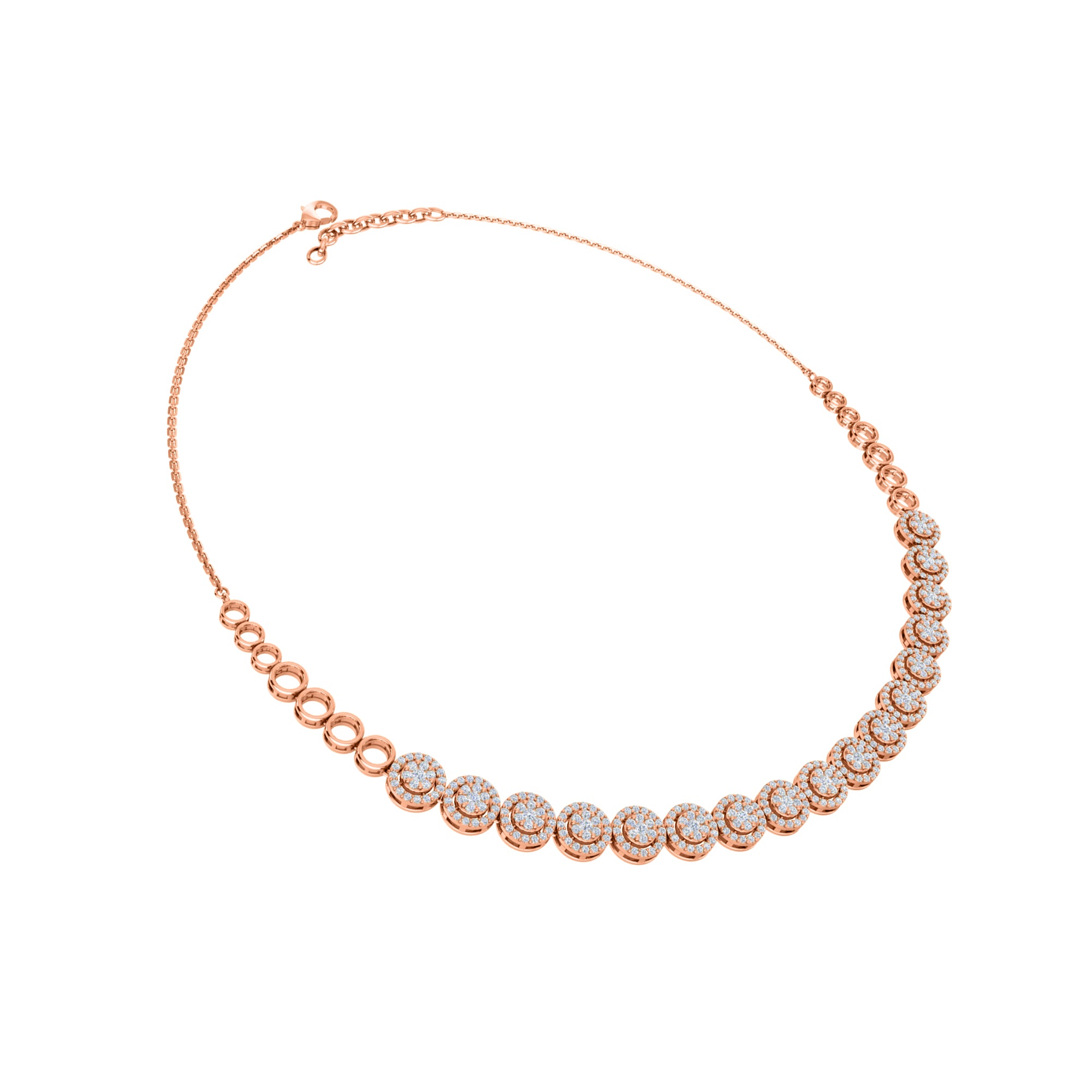 RKC 3,8 CT Moissanit Charming Halskette 925 Silber 14k Roségold vergoldet Produktgewicht 12,00 GM