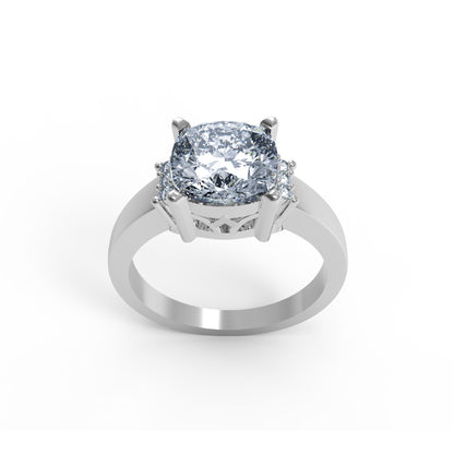 Fede nuziale solitaria in moissanite con taglio a cuscino RKC, argento 925, placcato oro giallo 14 carati, peso 3 g, larghezza 2,10 mm