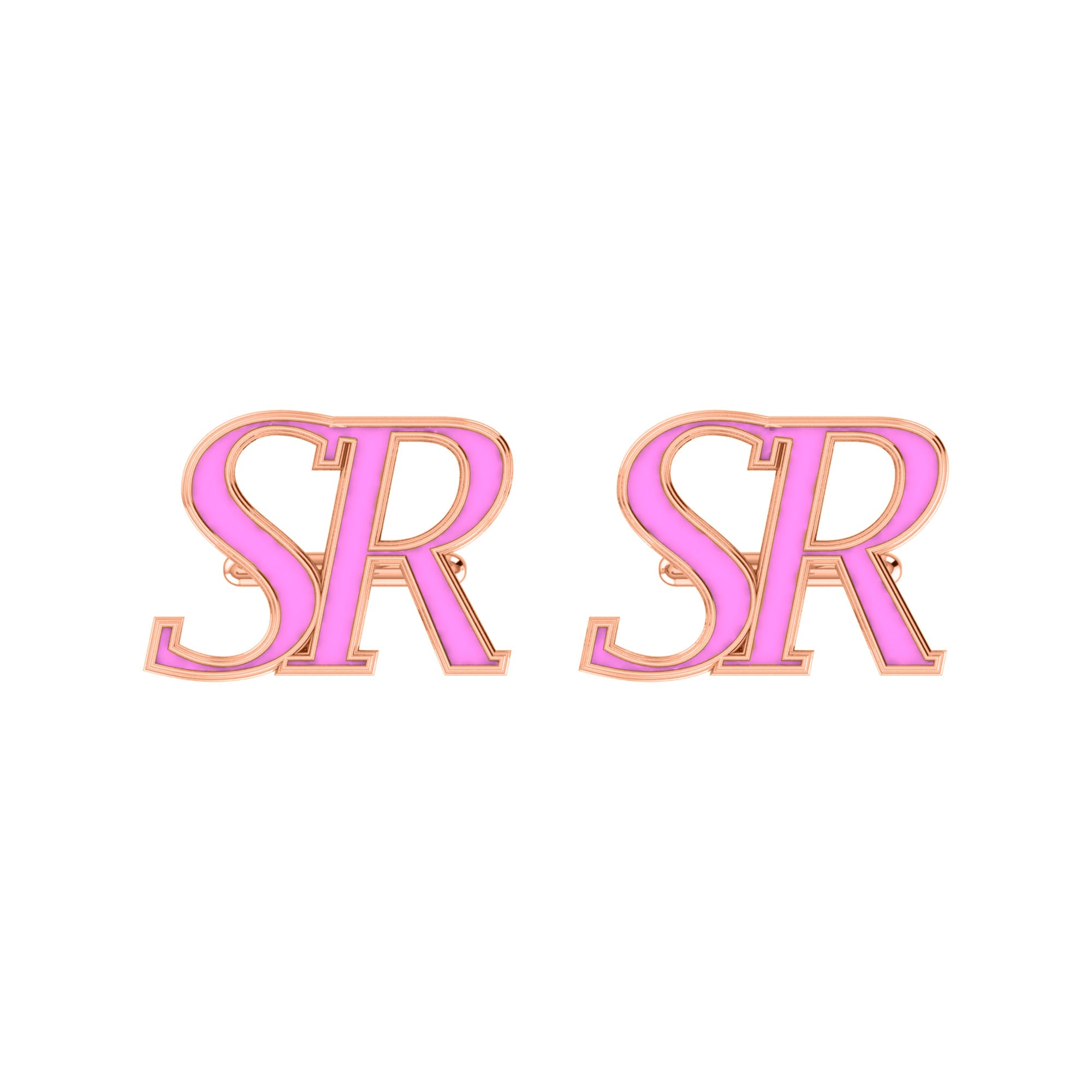 RKC 925 Sterling Silver Enamel Cufflinks 14K Rose Gold Plated Product Wt 3.80 gm