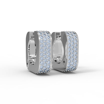RKC Damen-Ohrring aus 925er-Sterlingsilber, quadratisch, 14 Karat Weiß, Gesamtgewicht: 3,60 GM, Höhe: 11,50 mm