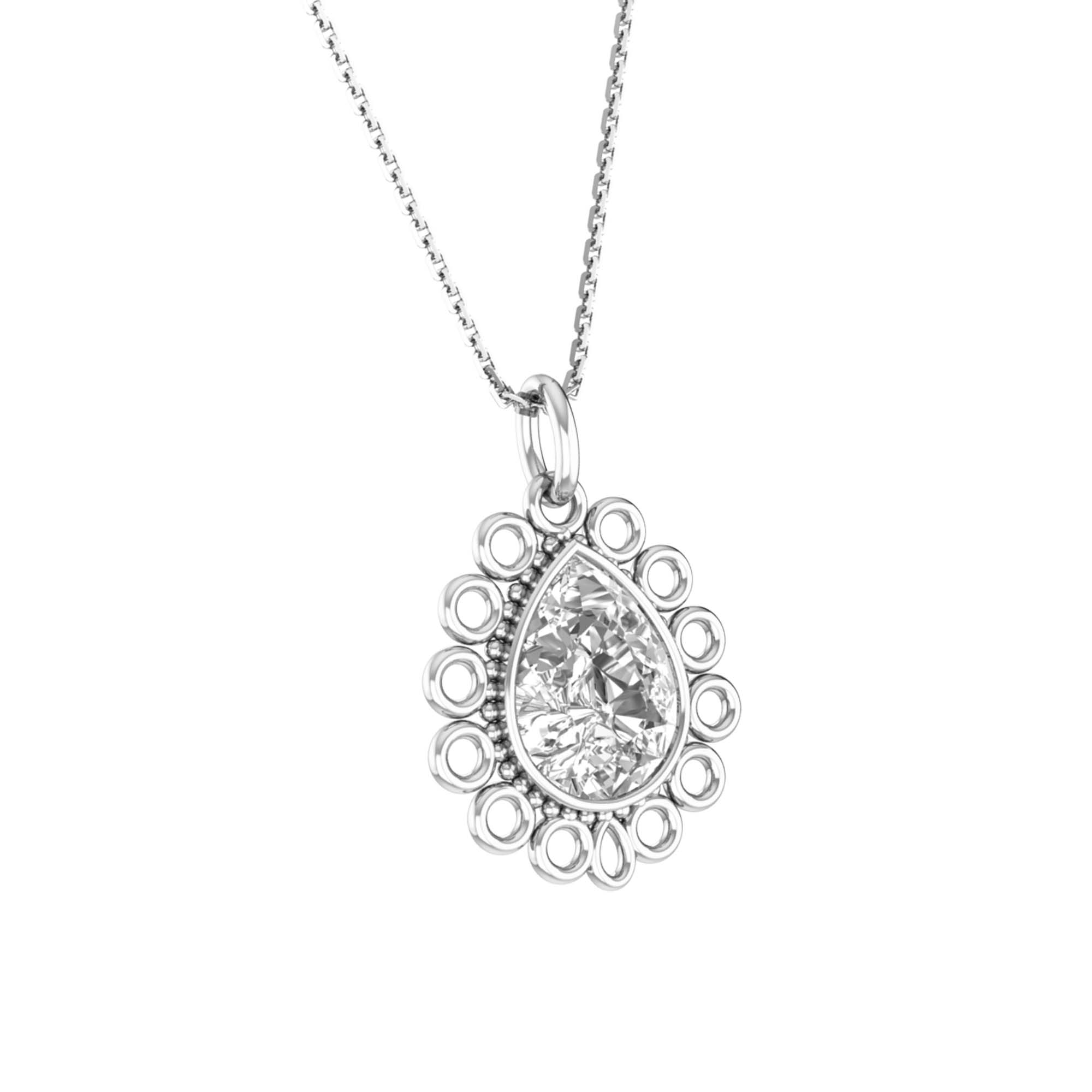 RKC Moissanite/ CZ Golden Pear Shape Pendant with Link Chain 14k Yellow Gold Plated Weight gm
