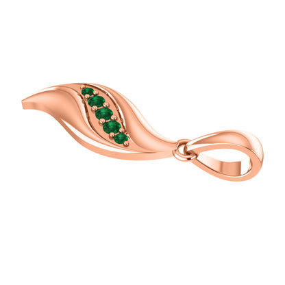 RKC 0,12 Karat Smaragd-Charm-Anhänger, 925er Silberschmuck, 14 Karat Gelbgold vergoldet, Gewicht 4,20 g, Höhe 27 mm