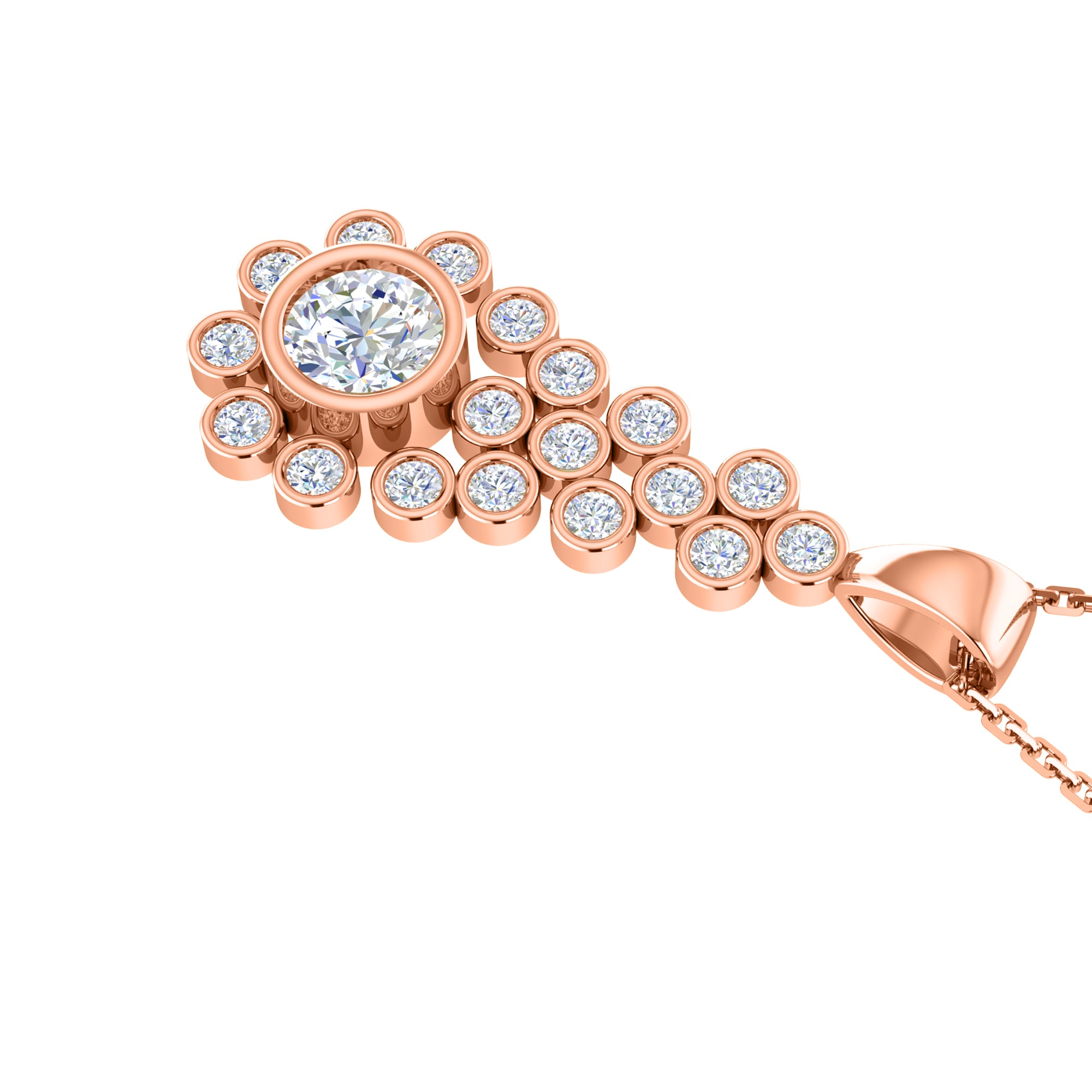 RKC 2,38 CT Moissanit-Tropfenanhänger, 925er Silberschmuck, 14 Karat Roségold vergoldet, Gewicht 6,50 g, Höhe 38,00 mm