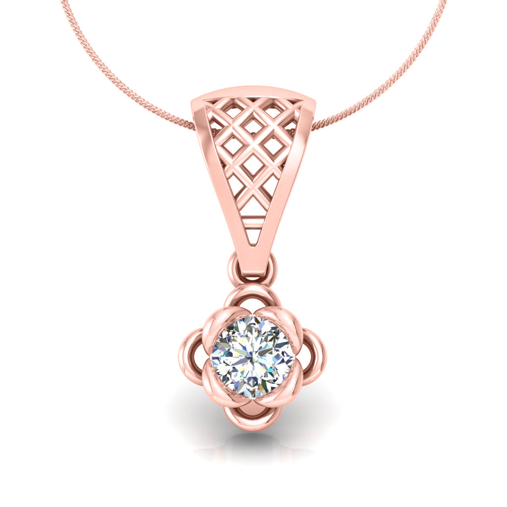 RKC handgefertigter Tropfen-Anhänger mit Blumen-Moissanit-Motiv aus Sterlingsilber, 14 Karat Weißgold vergoldet