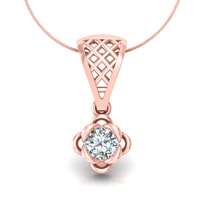RKC handgefertigter Tropfen-Anhänger mit Blumen-Moissanit-Motiv aus Sterlingsilber, 14 Karat Weißgold vergoldet