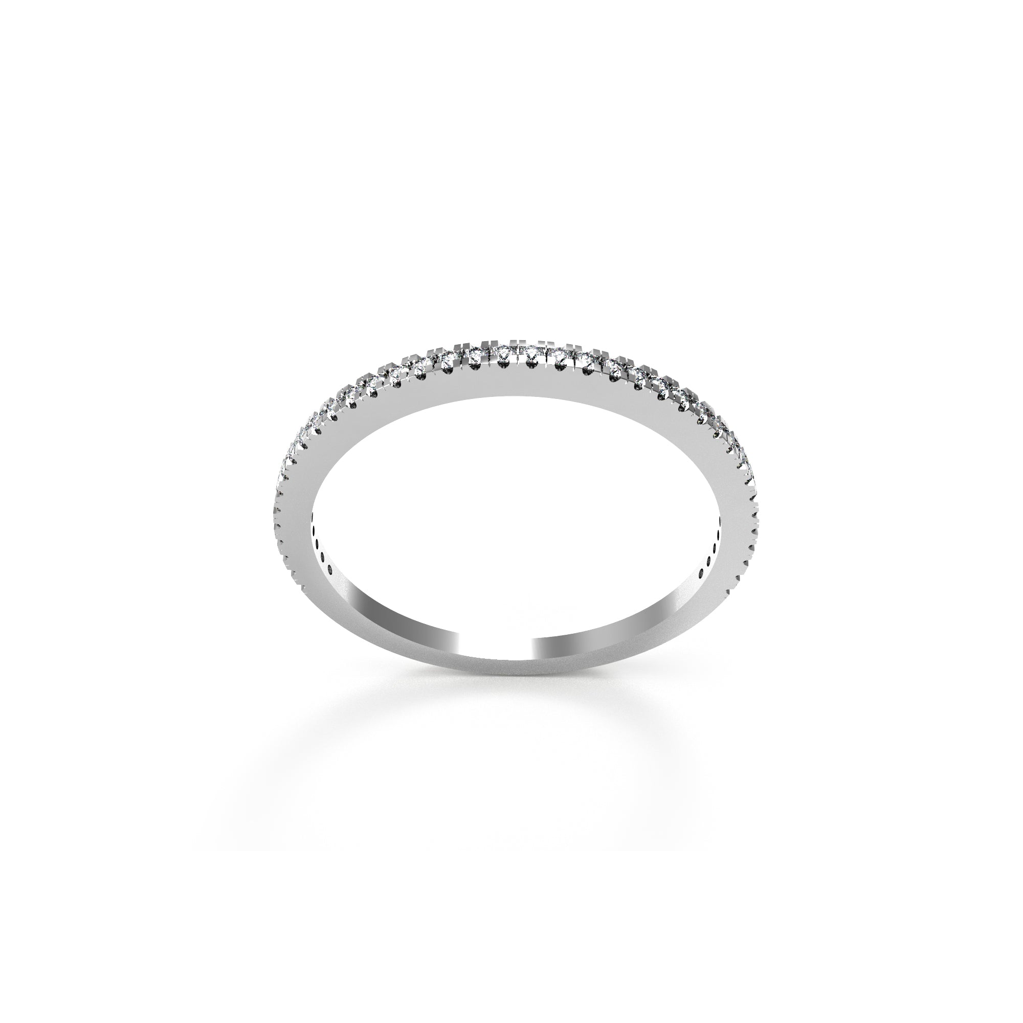 RKC Runder Moissanit-Ring aus 925er-Sterlingsilber, halbe Ewigkeit, stapelbarer Bandring für Damen, 925er-Silber, 14 Karat Roségold vergoldet, Gewicht 1,10 g, Breite 1,30 mm
