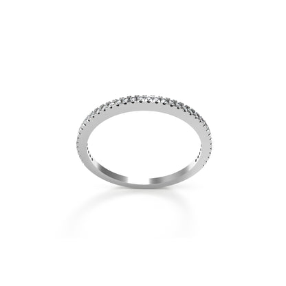 RKC Runder Moissanit-Ring aus 925er-Sterlingsilber, halbe Ewigkeit, stapelbarer Bandring für Damen, 925er-Silber, 14 Karat Roségold vergoldet, Gewicht 1,10 g, Breite 1,30 mm