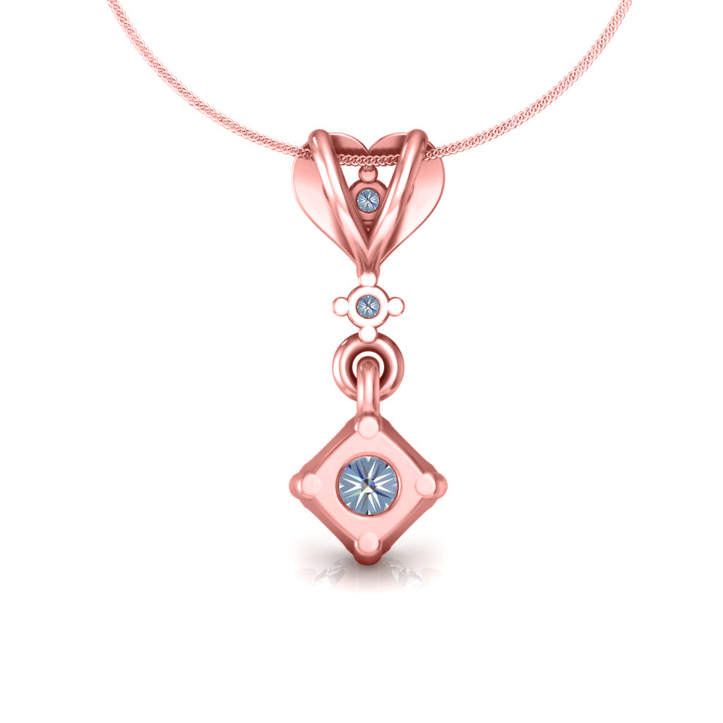 RKC Anello a cuore con pendente in argento con moissanite da 0,40 ct, finitura in oro giallo 14 carati, peso 2,8 g, altezza 15 mm