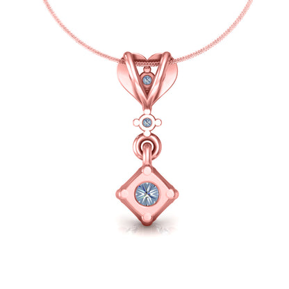 RKC Anello a cuore con pendente in argento con moissanite da 0,40 ct, finitura in oro giallo 14 carati, peso 2,8 g, altezza 15 mm