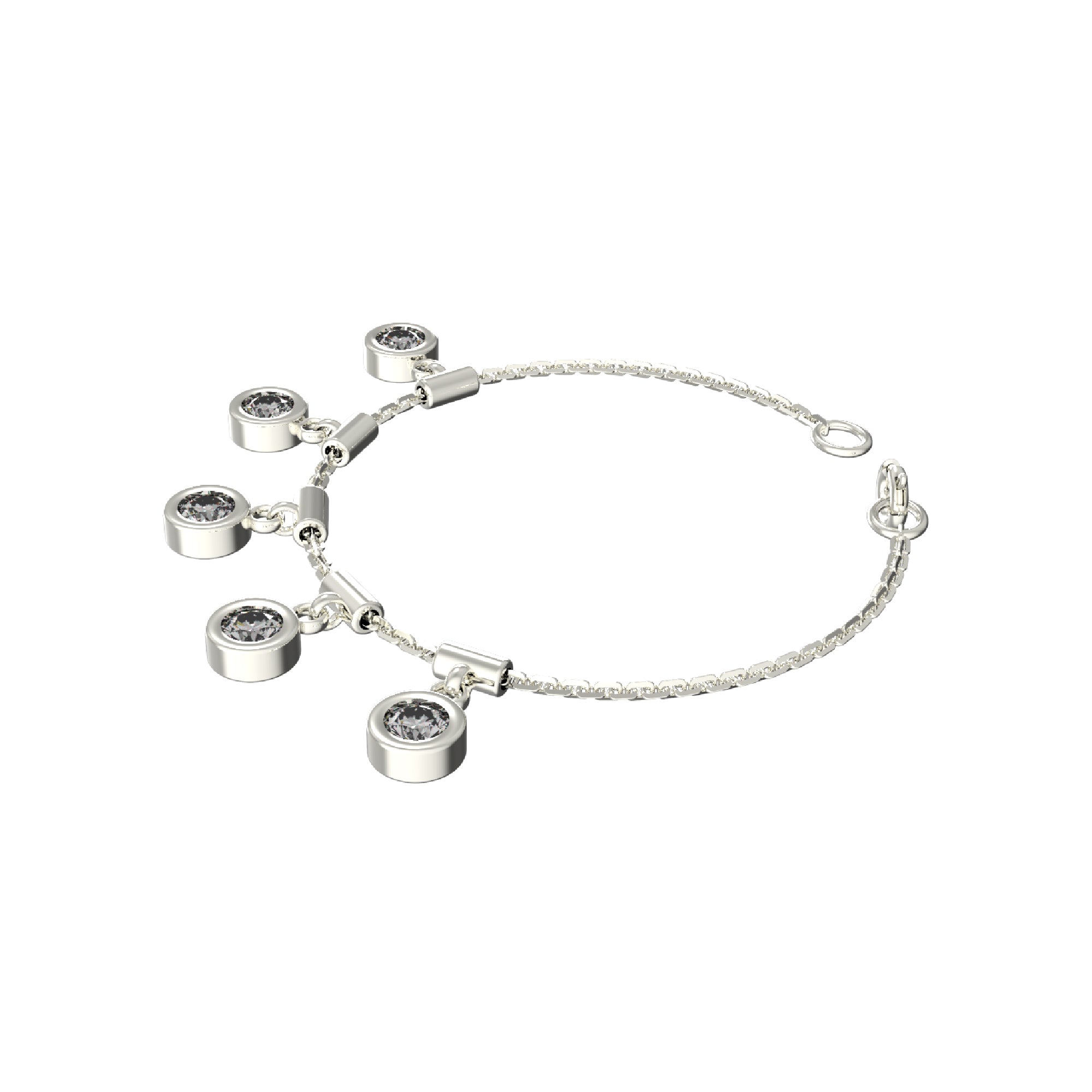 RKC 925 Sterling Silber 1,25 Karat Moissanit runder Charm-Damen-Armband, 14 Karat Gelbgold vergoldet, Gewicht 3,75 g