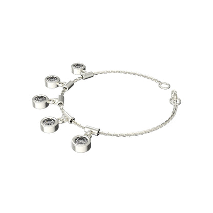 RKC 925 Sterling Silber 1,25 Karat Moissanit runder Charm-Damen-Armband, 14 Karat Gelbgold vergoldet, Gewicht 3,75 g
