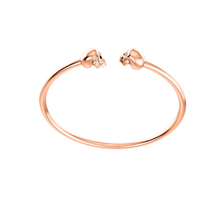 RKC 925 Sterling Silber 0,1 Karat Moissanit Damen-Totenkopf-Armreif, 14 Karat Roségold vergoldet, Gewicht 10,00 g, Höhe 50,00 mm
