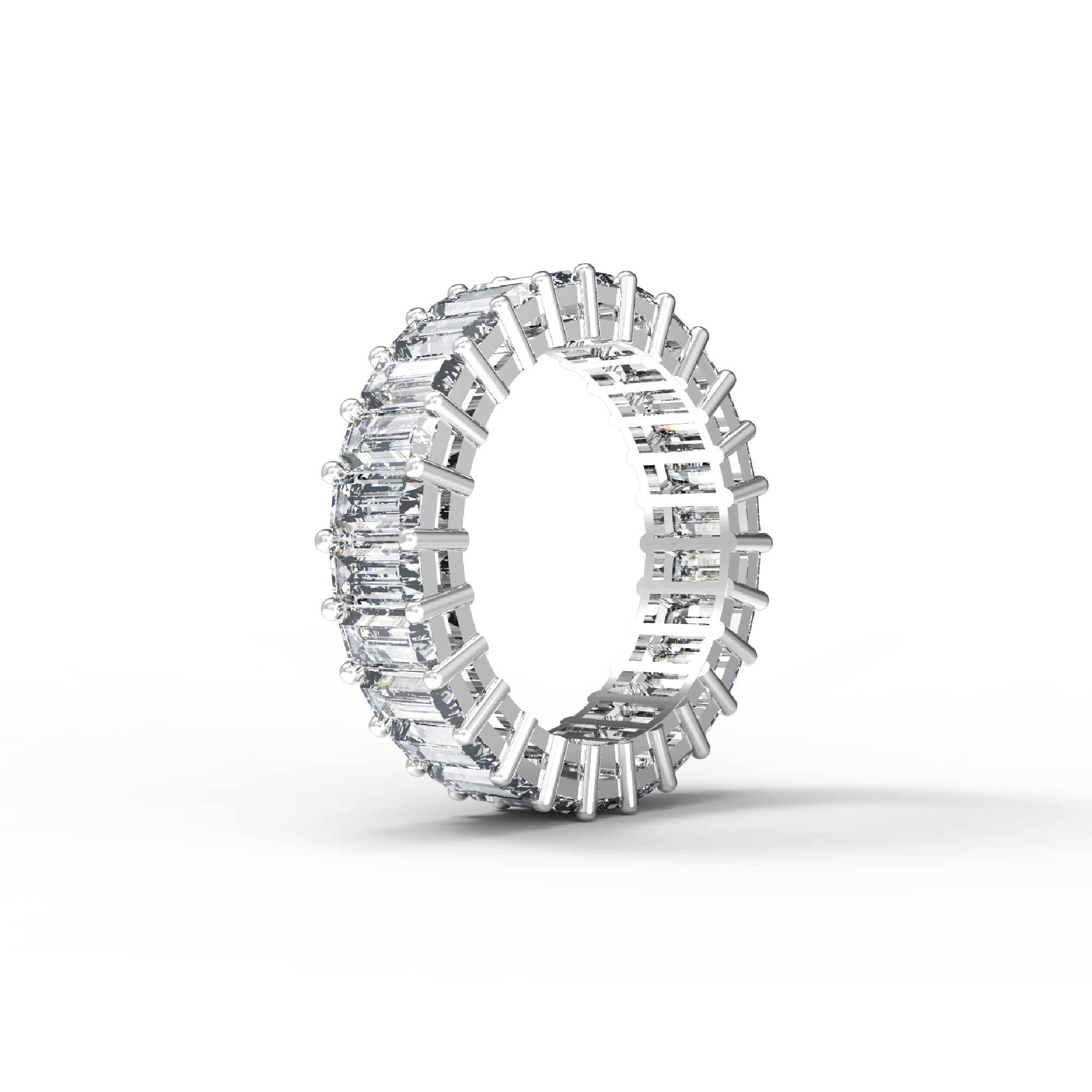 RKC Baguette Cut Moissanite Full Eternity Band per fidanzata Argento 925 placcato oro rosa 14 carati Peso 4 g Larghezza 5,80 MM