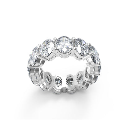 Anello di fidanzamento con moissanite taglio ovale RKC da 8,5 carati, argento 925, placcato oro giallo 14k, per donna, peso 4,40 g, larghezza 6 mm