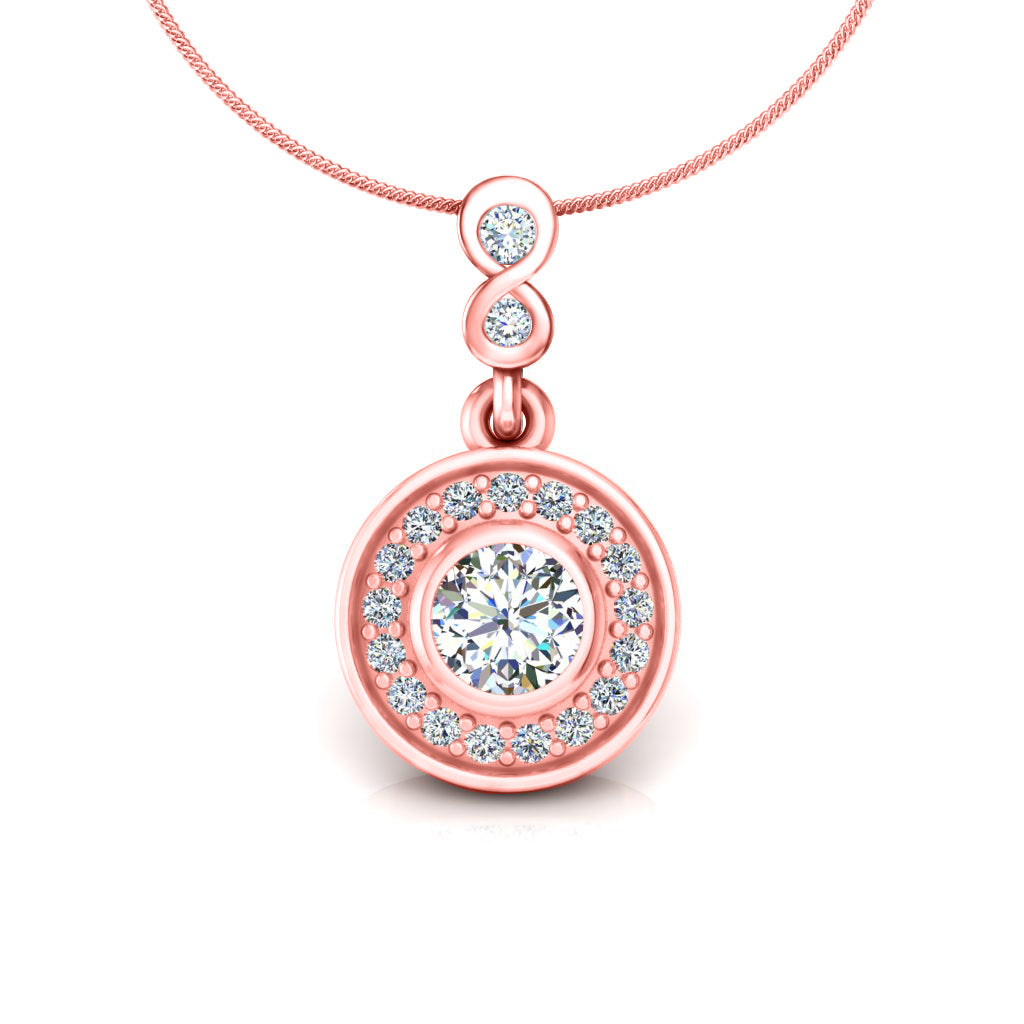 RKC Silver Halo 0,55 CT Moissanit runder Damen-Anhänger, 925er Silber, Gewicht 2,8 g, Höhe 15 mm
