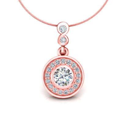 RKC Silver Halo 0,55 CT Moissanit runder Damen-Anhänger, 925er Silber, Gewicht 2,8 g, Höhe 15 mm