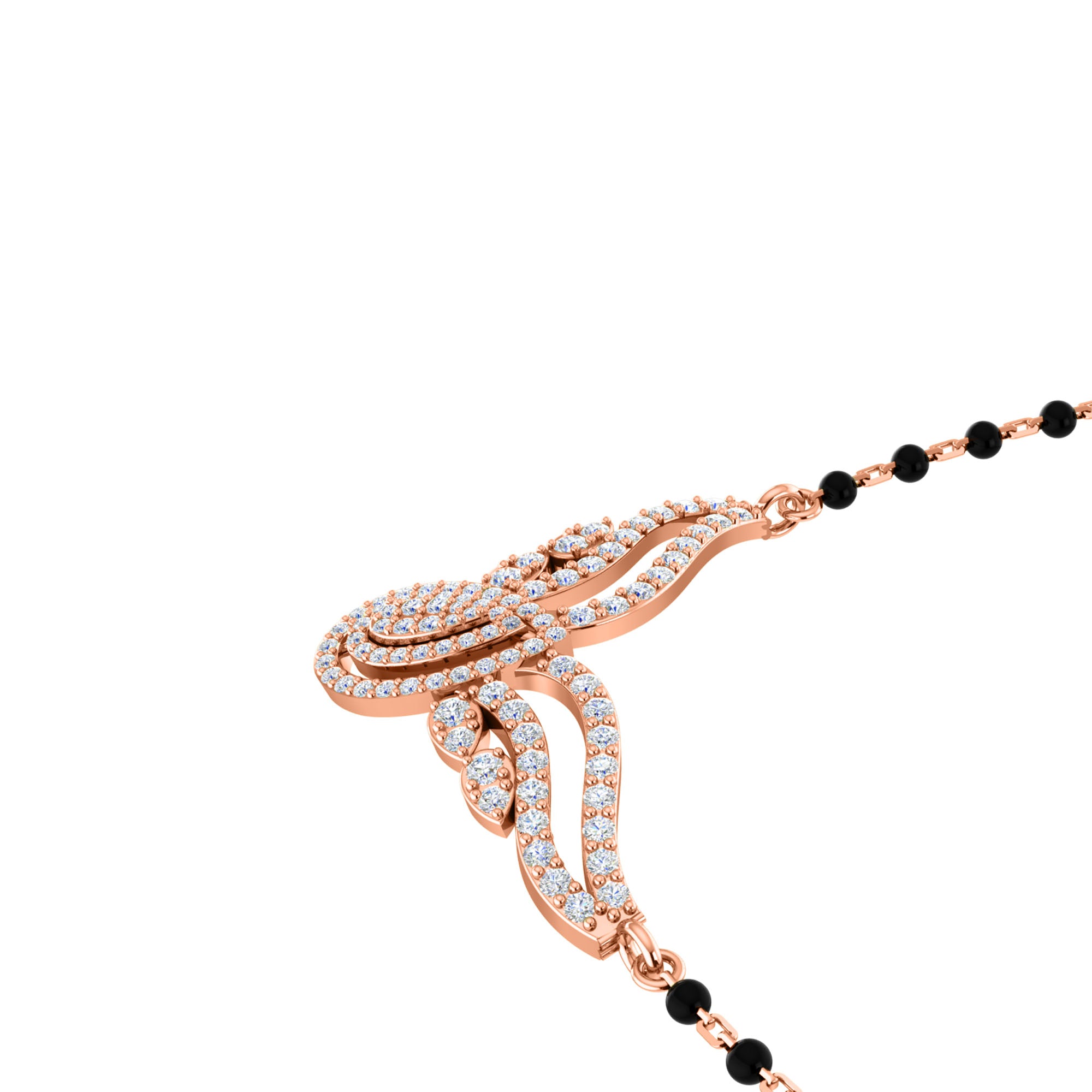 RKC Moissanite da 1 ct da donna Mangalsutra in argento 925 placcato in oro rosa 14k Peso del prodotto 5,50 g Altezza 19,50 mm