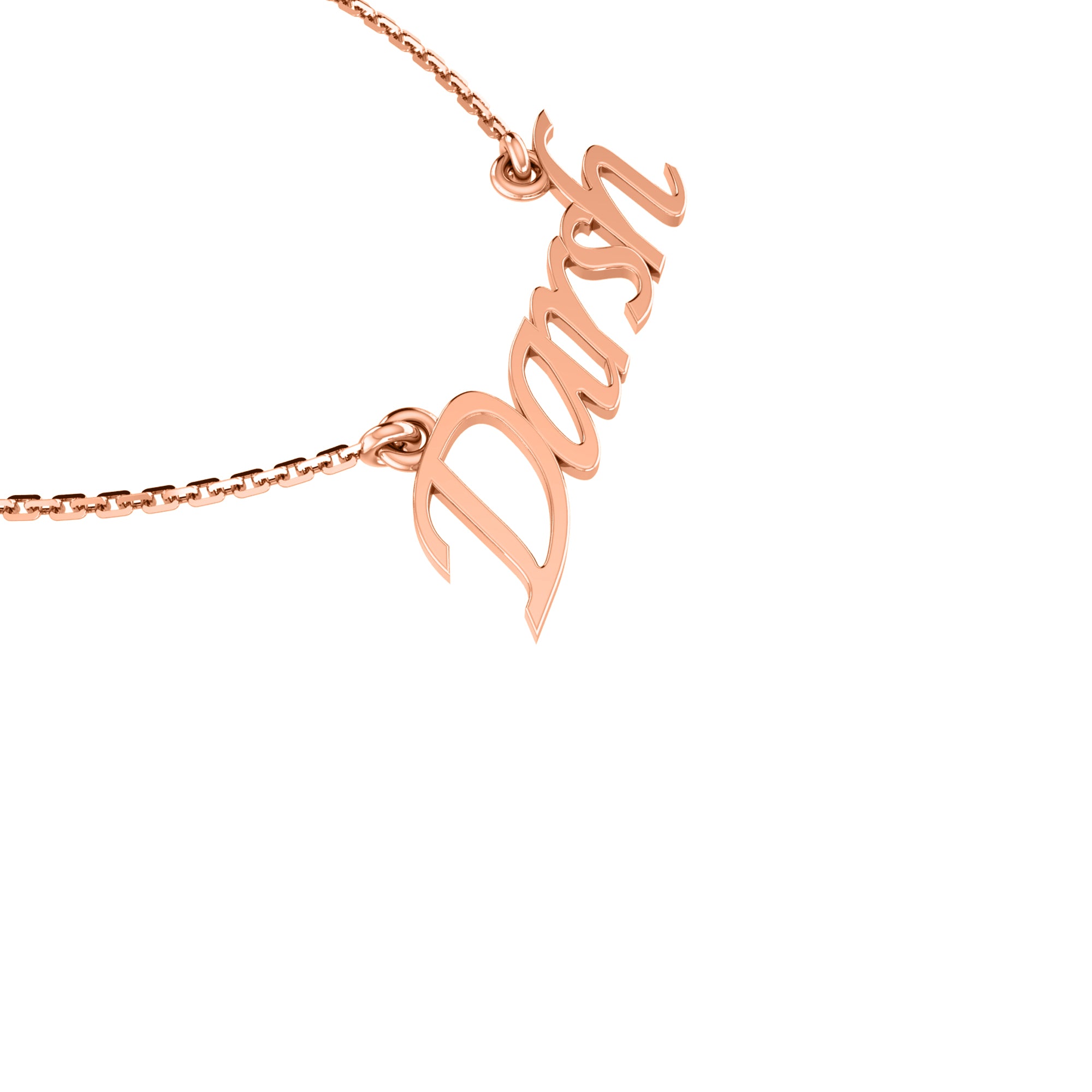 RKC Namensanhänger-Halskette, 925er Silberschmuck, 14 Karat Gelbgold vergoldet, Produktgewicht: 3,25 g, Höhe: 9,45 mm