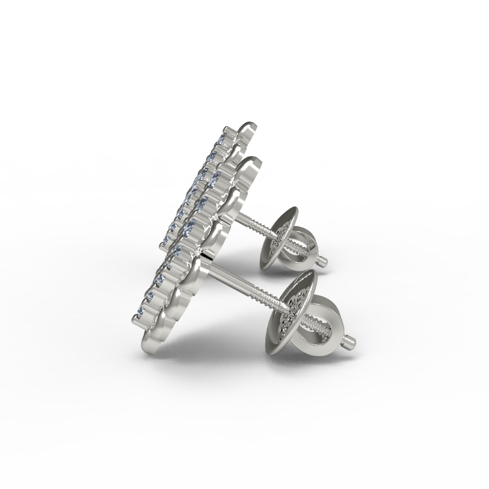 Orecchino a bottone da sposa da donna in argento sterling RKC con finitura in oro giallo 14K da 3,50 Gm, altezza 14,00 MM