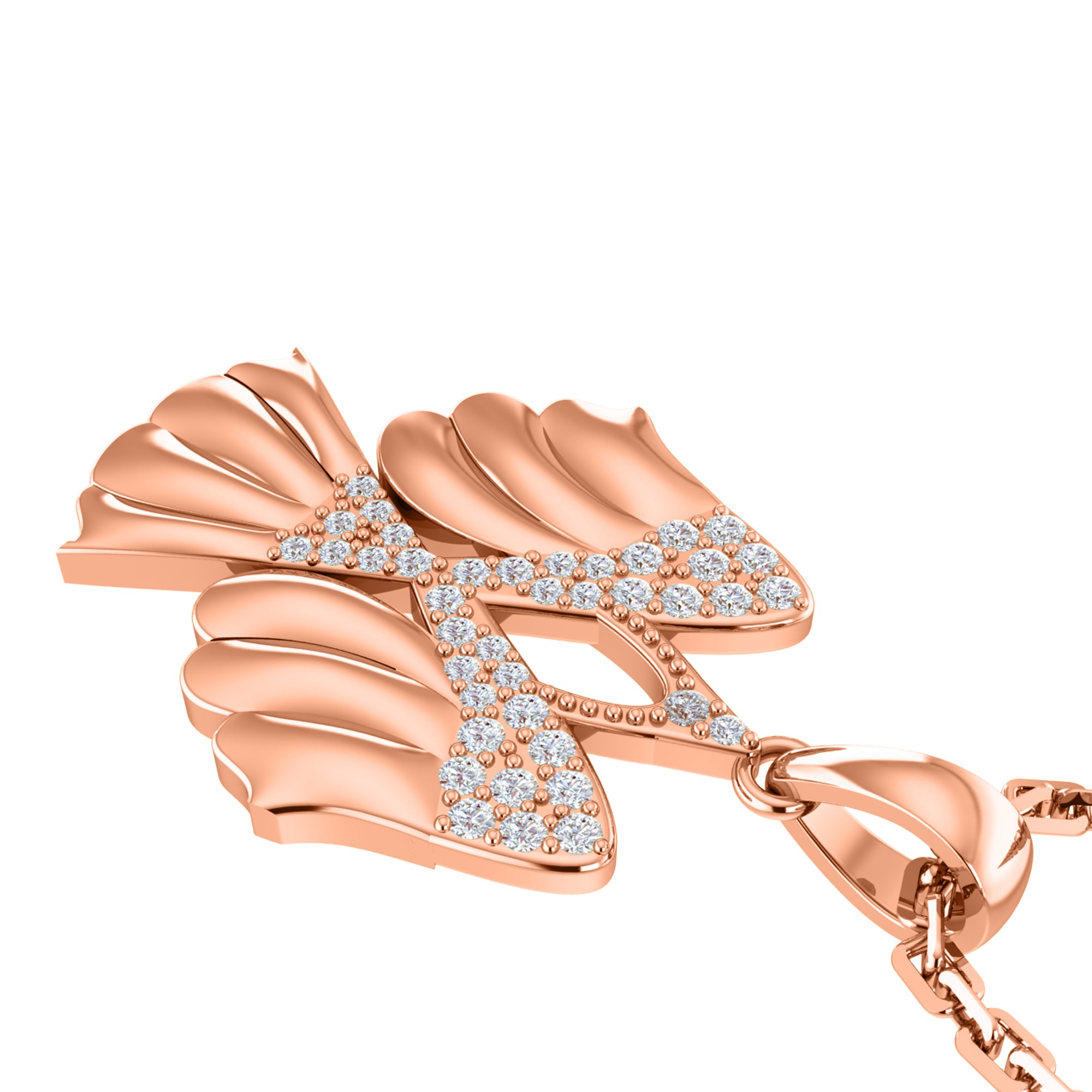 RKC 0,14 Karat Moissanit-Flügel-Anhänger, 925er Silberschmuck, 14 Karat Gelbgold vergoldet, Gewicht 4,00 g, Höhe 17,50 mm