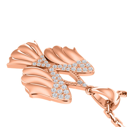 RKC 0,14 Karat Moissanit-Flügel-Anhänger, 925er Silberschmuck, 14 Karat Gelbgold vergoldet, Gewicht 4,00 g, Höhe 17,50 mm