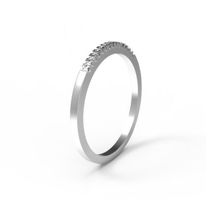 Fede nuziale RKC Moissanite da donna Half Eternity in argento 925 placcato oro rosa 14 carati Peso 1 g Larghezza 1,30 mm