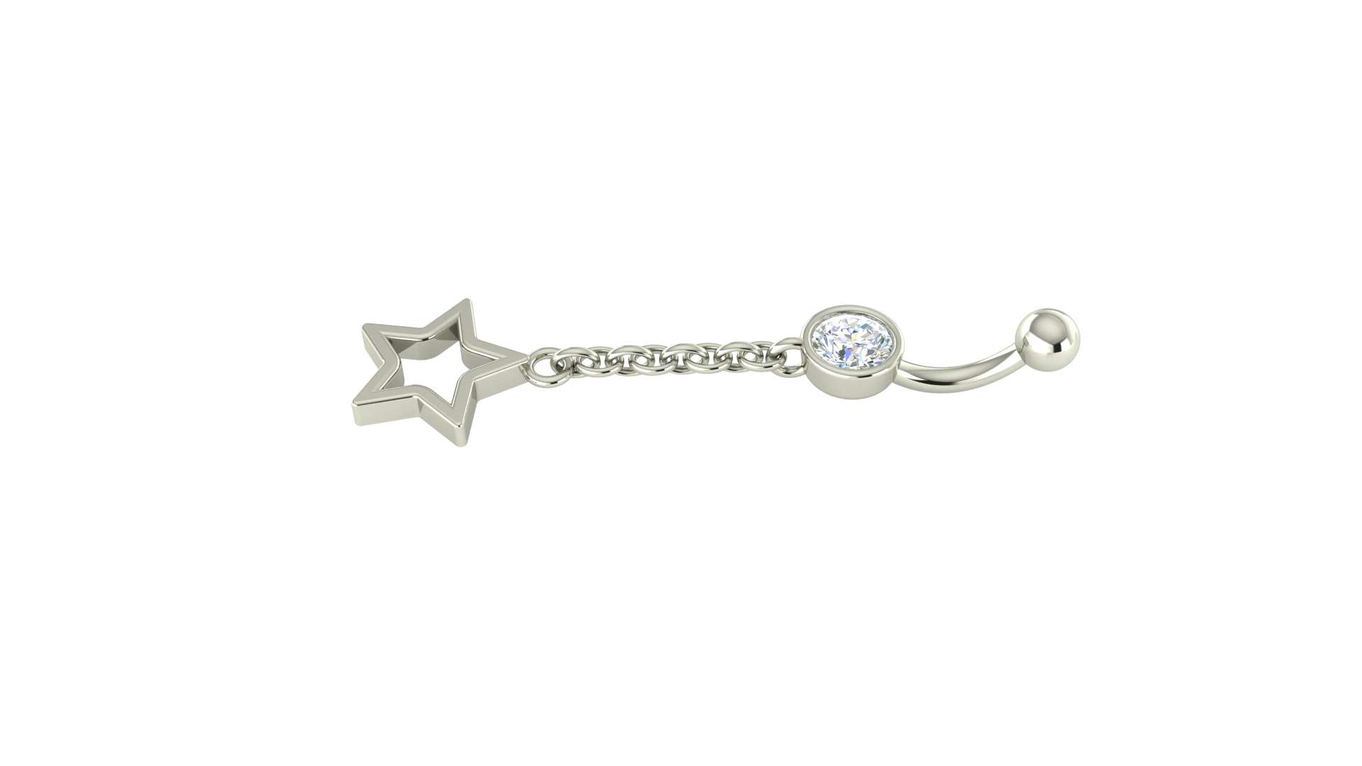 RKC JEWELRY 925 Sterling Silber Drop Star Damen-Bauchnabel, 14 Karat Gelbgold vergoldet, Gewicht 1,20 GM, Höhe 35 mm