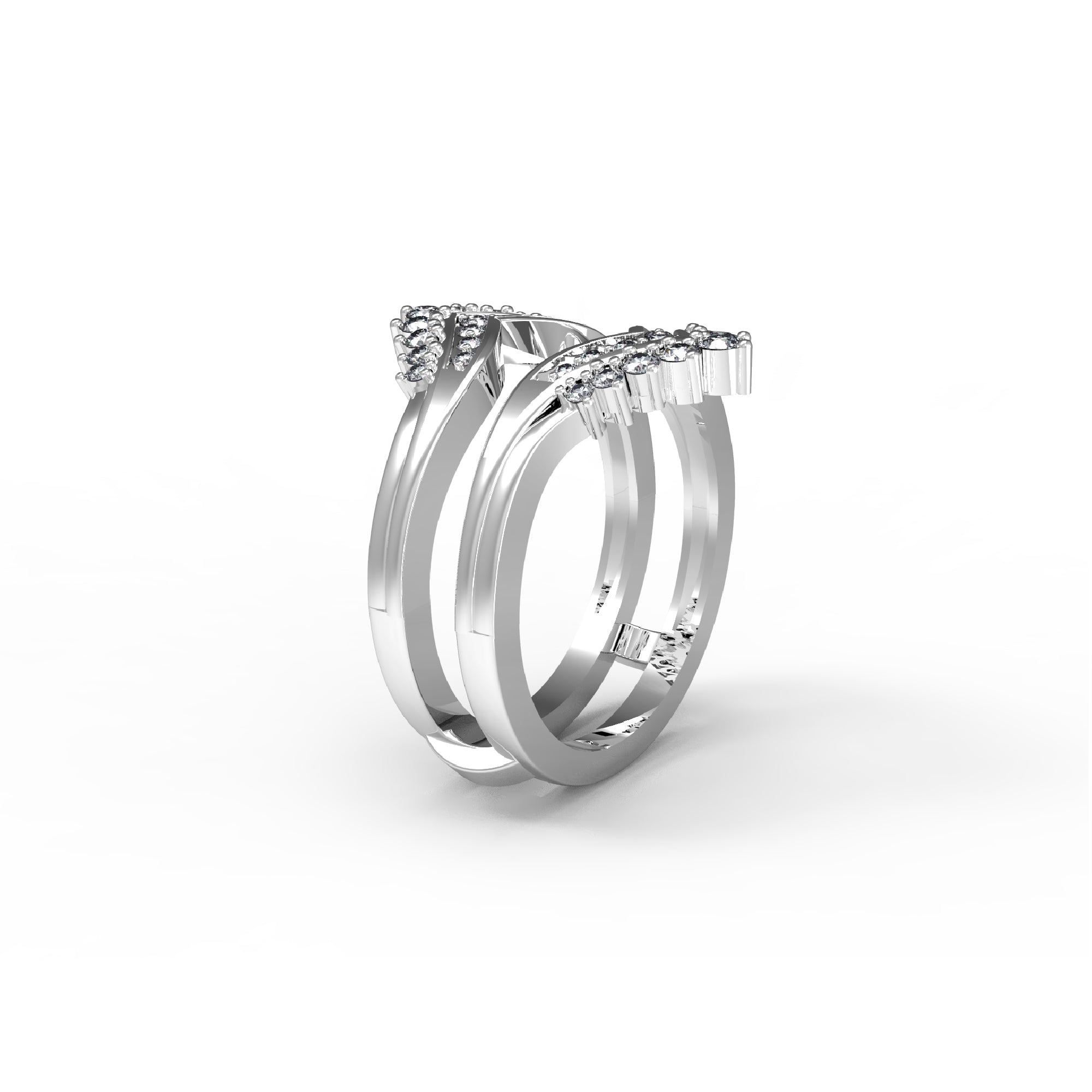 RKC Moissanit 925 Sterling Silber Hochzeit Enhancer Guard Verlobungsring 14 Karat Roségold vergoldet, Gewicht 6 g, Breite 6,50 mm