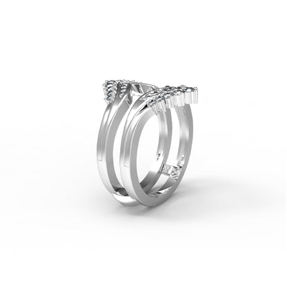 RKC Moissanit 925 Sterling Silber Hochzeit Enhancer Guard Verlobungsring 14 Karat Roségold vergoldet, Gewicht 6 g, Breite 6,50 mm