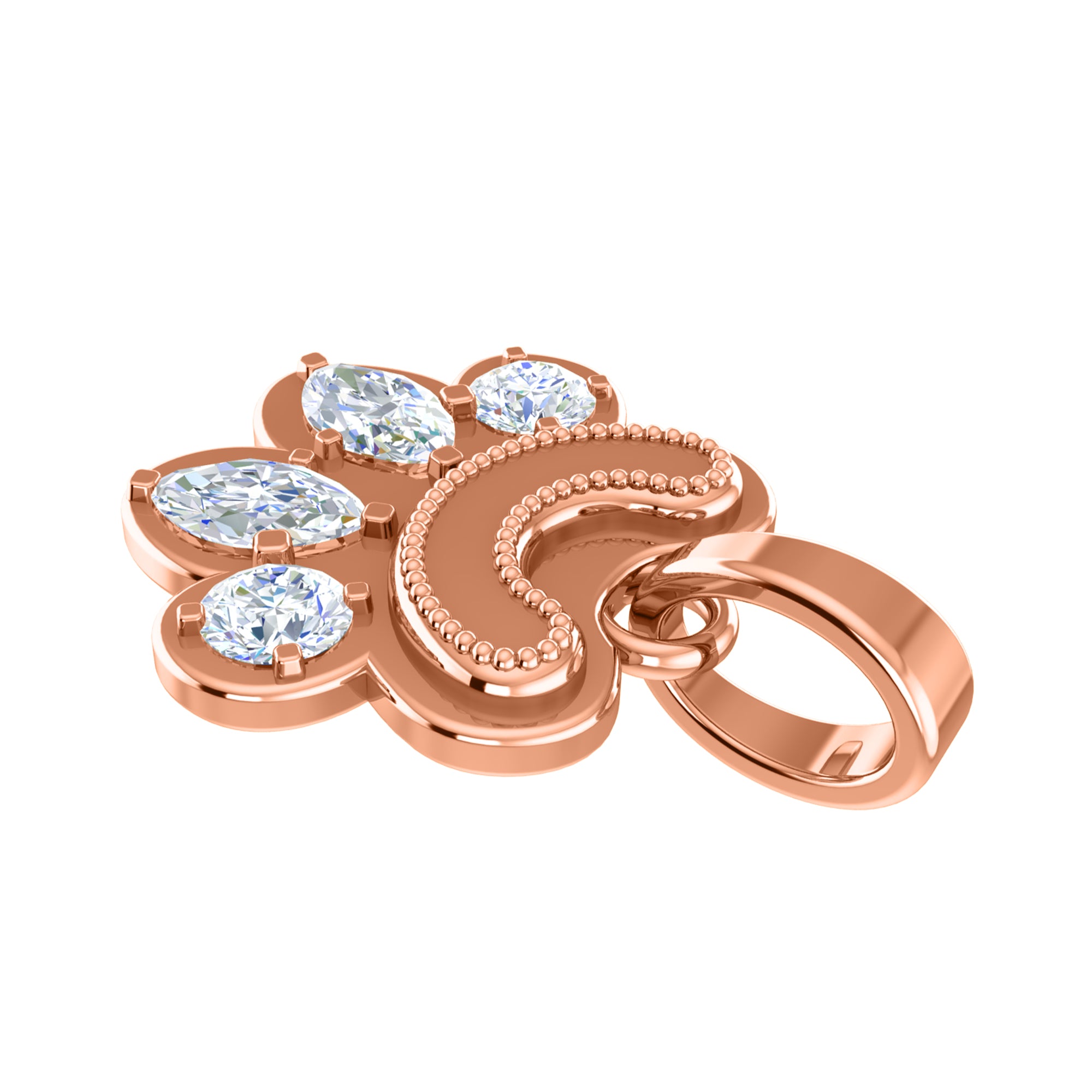 RKC 0,6 Karat Moissanit-Pfotenanhänger, 925er Silberschmuck, 14 Karat Gelbgold vergoldet (Höhe)