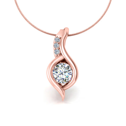 RKC 925 Sterling Silber runder Moissanit-Anhänger mit 0,92 CT, 14 Karat Roségold vergoldet, Gewicht 3,00 g, Höhe 15 mm