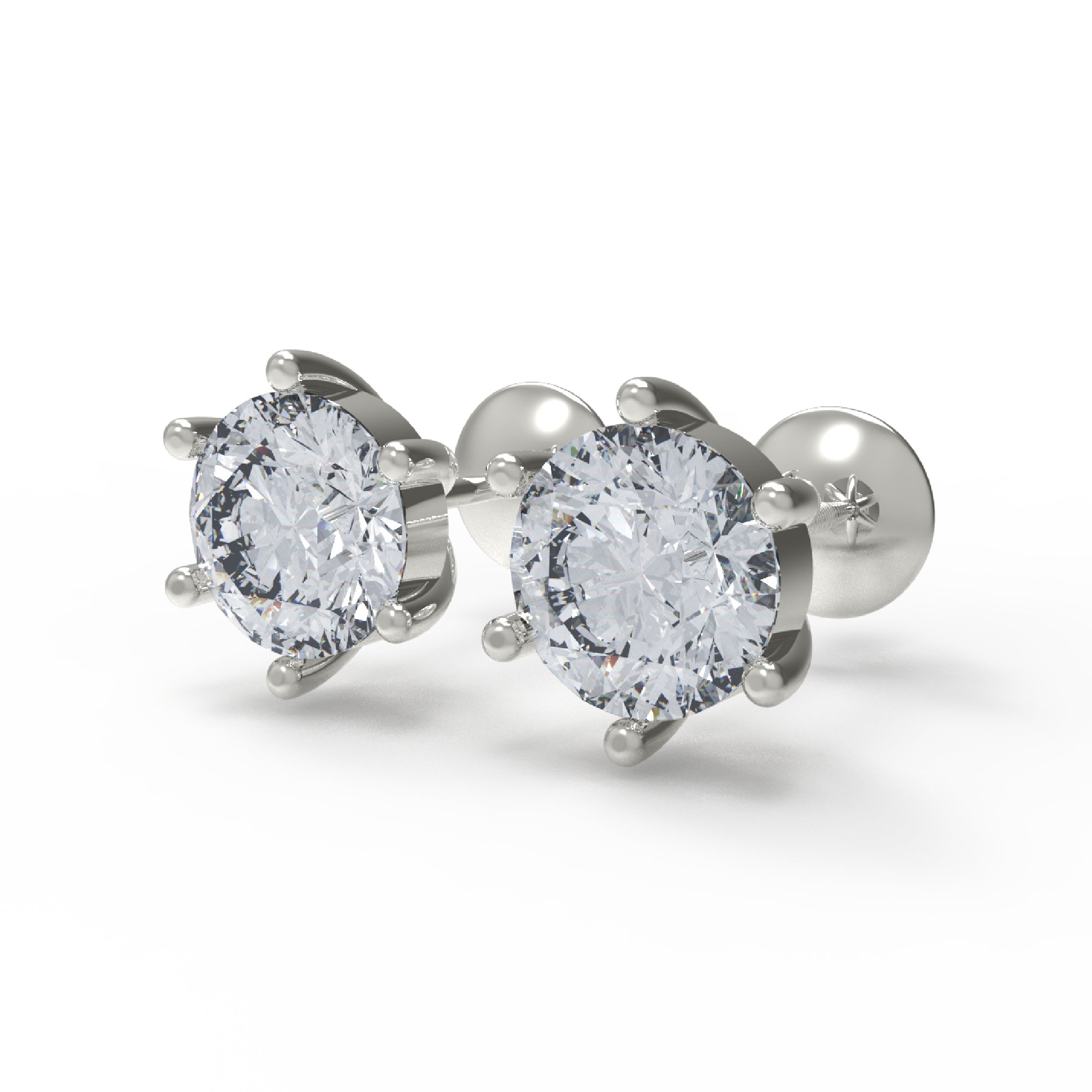RKC Damen-Solitär-Ohrstecker aus 925er-Sterlingsilber, sechs Zinken, 14 Karat Rose über Produktgewicht: 1,20 GM, Steinhöhe: 3,80 mm