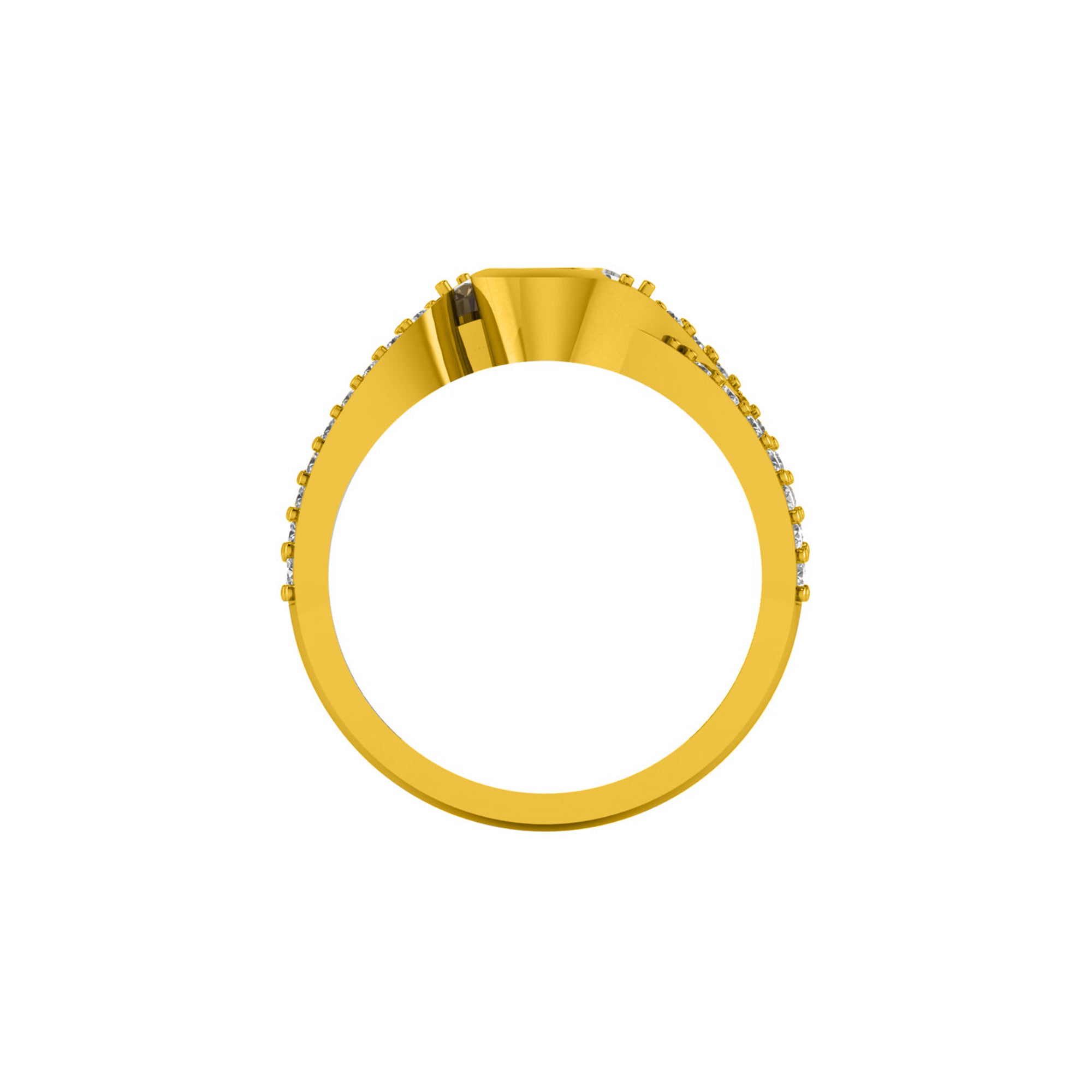 RKC Moissanit Promise Bypass Verlobungsring, 925er Silber, 14 Karat Gelbgold mit einem Gewicht von über 3,1 g