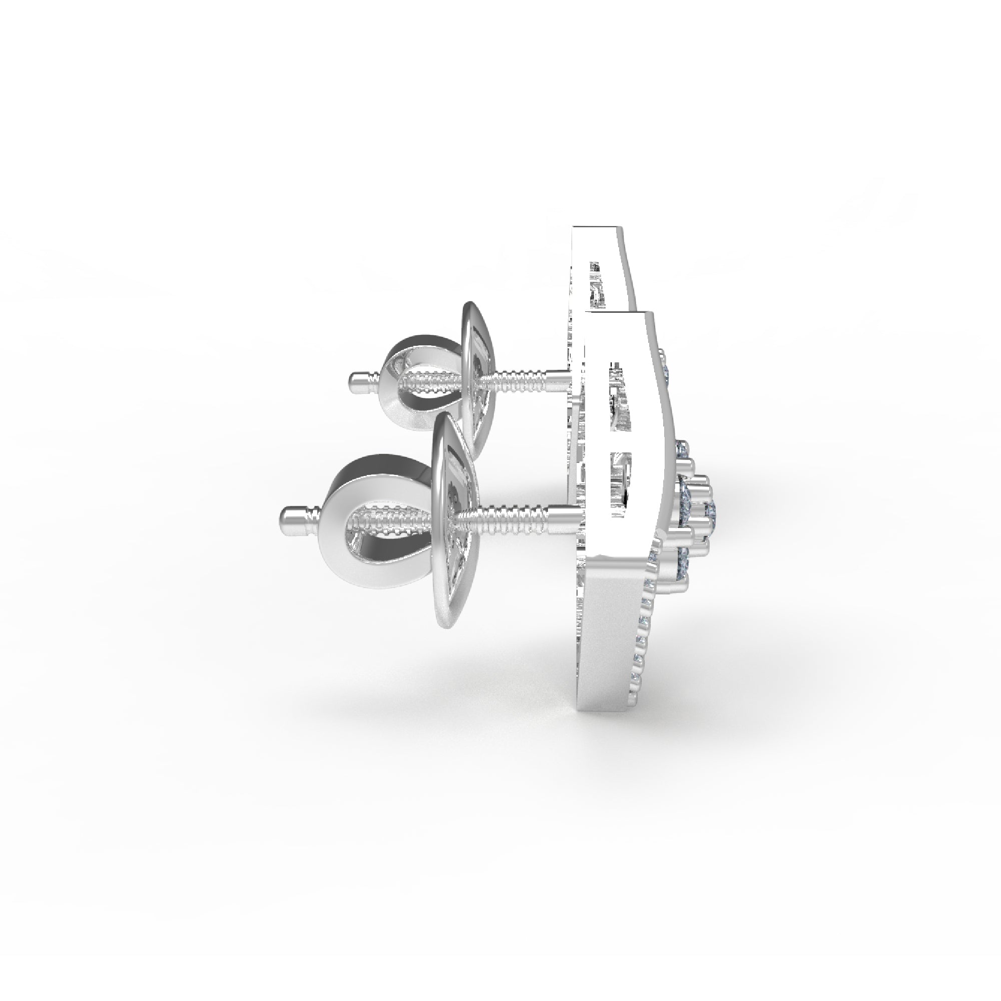 RKC Damen-Ohrring, offener quadratischer Ohrstecker aus 925er-Sterlingsilber, 14 Karat Rose, über 2,00 g, Höhe 11,20 mm