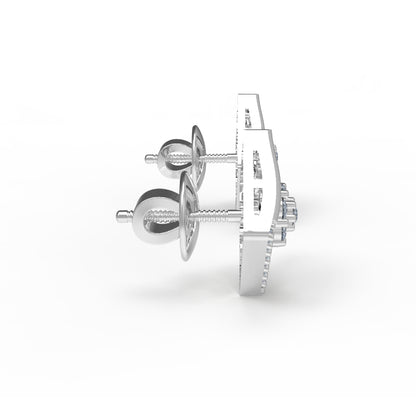 RKC Damen-Ohrring, offener quadratischer Ohrstecker aus 925er-Sterlingsilber, 14 Karat Rose, über 2,00 g, Höhe 11,20 mm