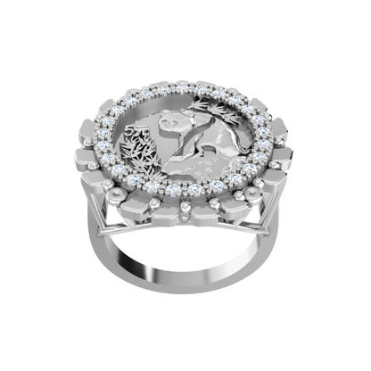 RKC Moissanit-Rundschliff-Panda-Münzring für Damen, 925er Silber, 14 Karat Gelbgold vergoldet, Gewicht 5 g, Breite 2,30 mm