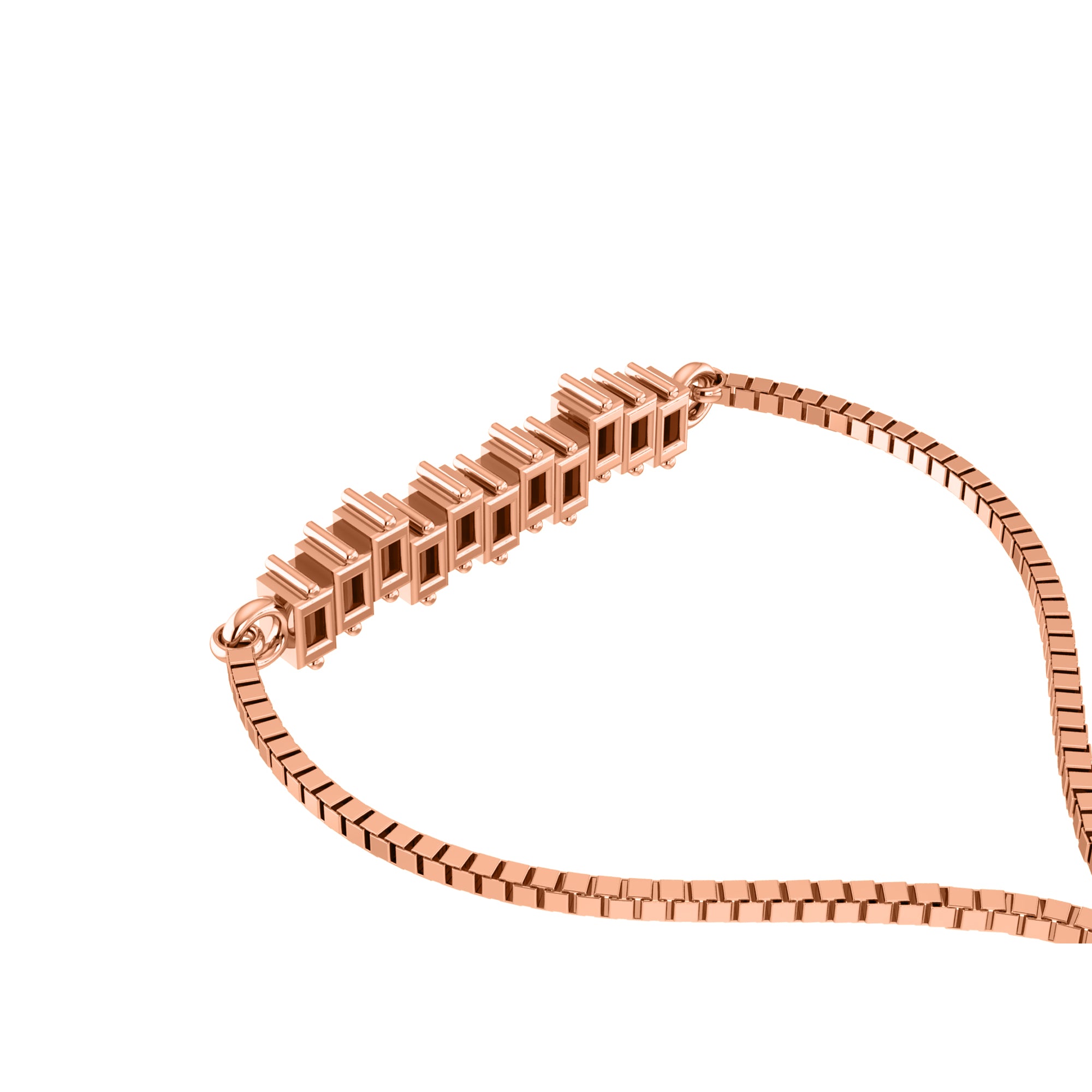 RKC-Moissanit-Charm-Geschenk-Bolo-Armband, 14 Karat rosévergoldet, Gewicht 3 g