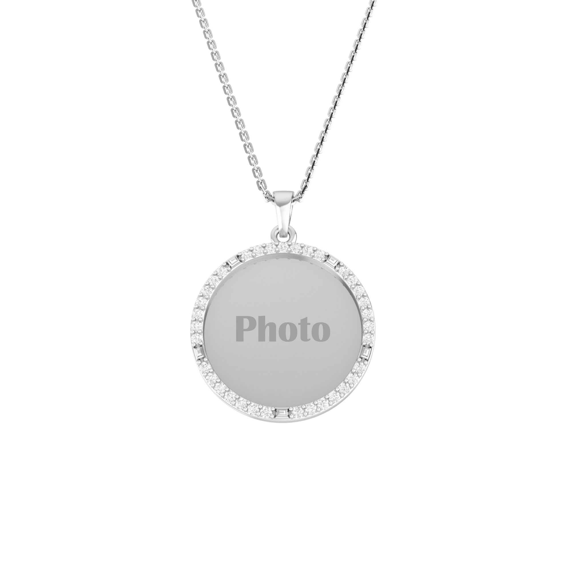 RKC Memory Photo Certified Moissanite Pendant Necklace 14k Yellow Gold Plated 925 Silver