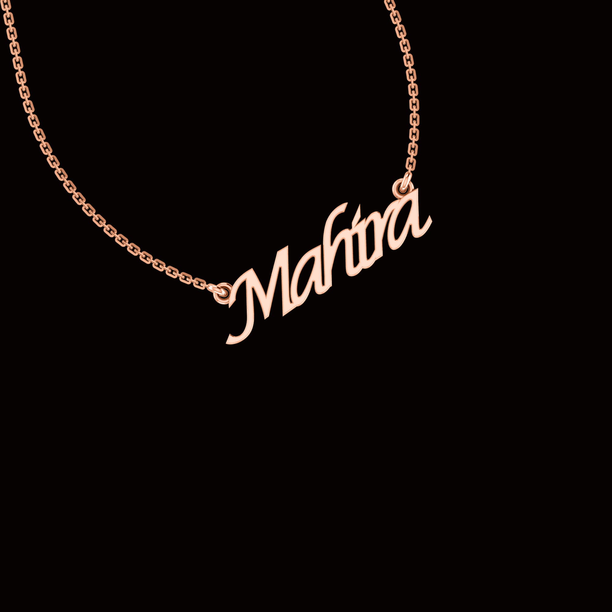 RKC Halskette mit Buchstaben- und Namensanhänger, 925er Silber, Schmuck, 14 Karat Roségold vergoldet, Produktgewicht: 3,60 GM, Höhe: 9,70 mm